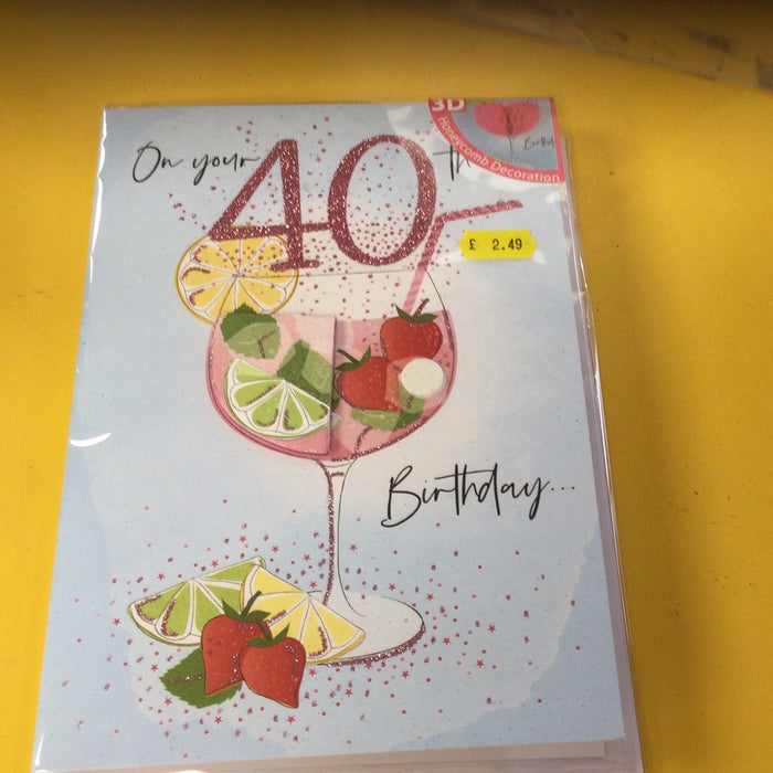 Age 40 Cocktail Card