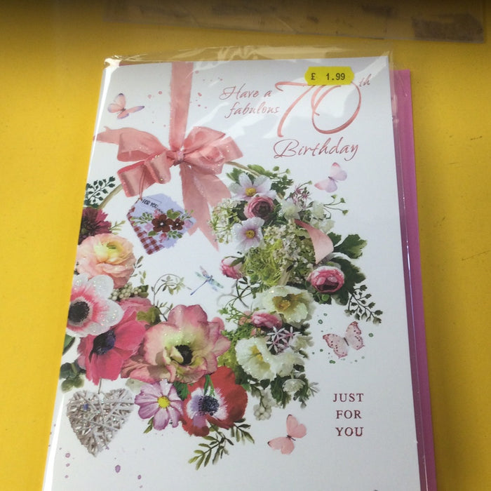 Age 70 Flowers Card