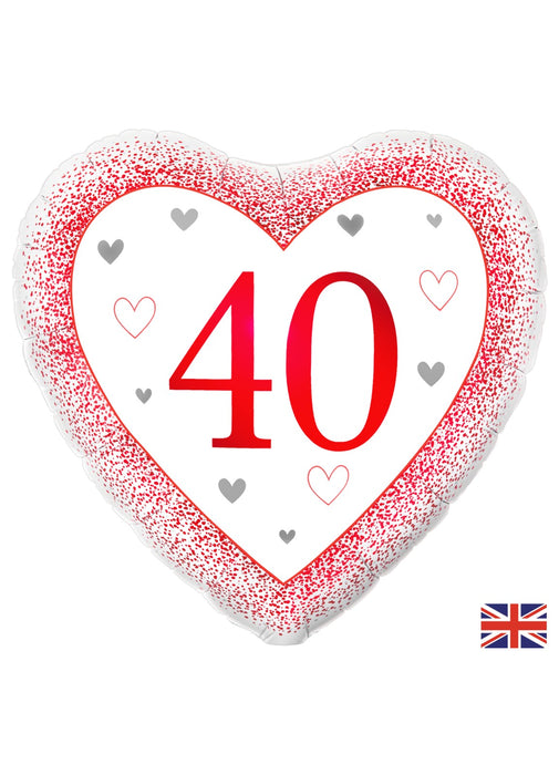 40th Anniversary Heart Foil Balloon