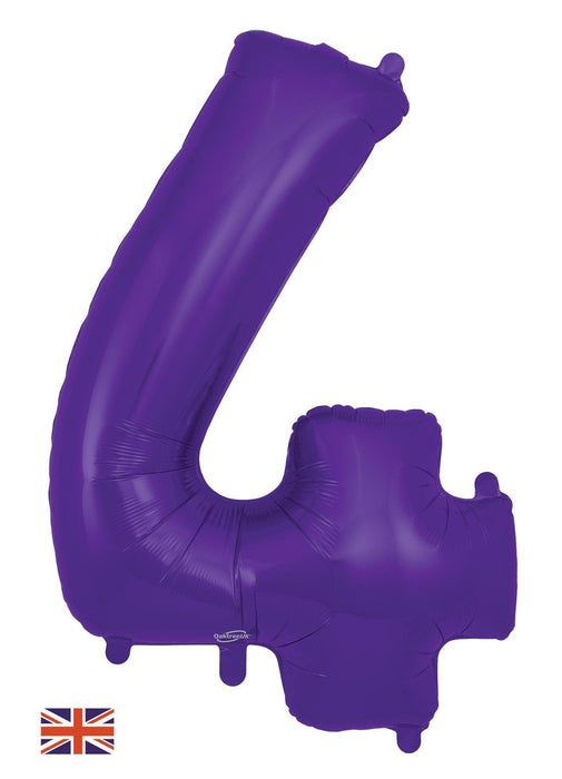 Number 4 Purple Foil Balloon