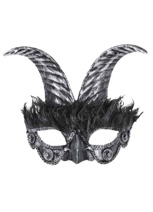 Silver Masquerade Horned Mask