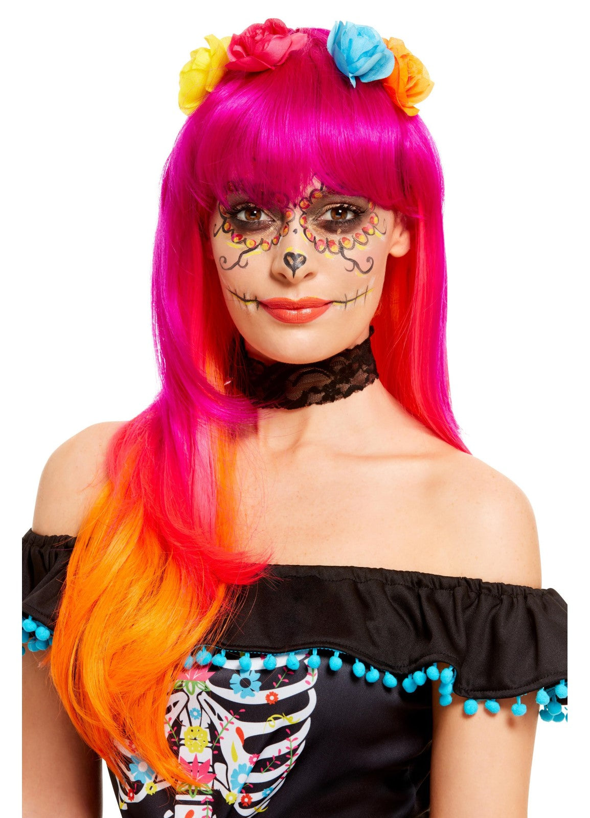 Day of the Dead Flower Wig — Party Britain