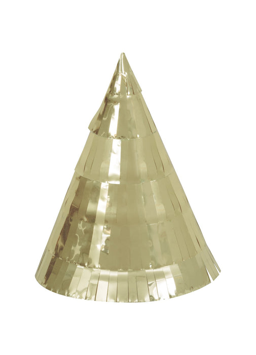 Mini Gold Fringe Party Hats 4pk