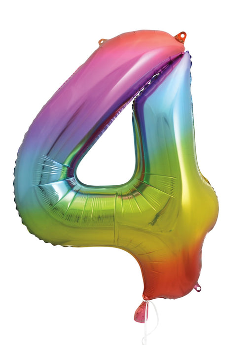 Number 4 Rainbow Foil Balloon