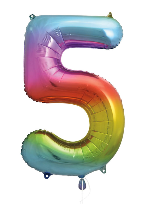 Number 5 Rainbow Foil Balloon