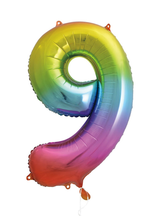 Number 9 Rainbow Foil Balloon