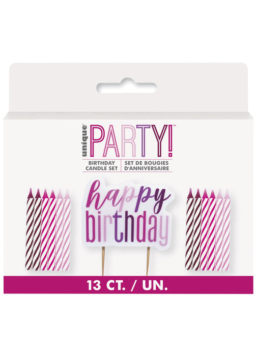 Pink Glitz Happy Birthday Candle Set