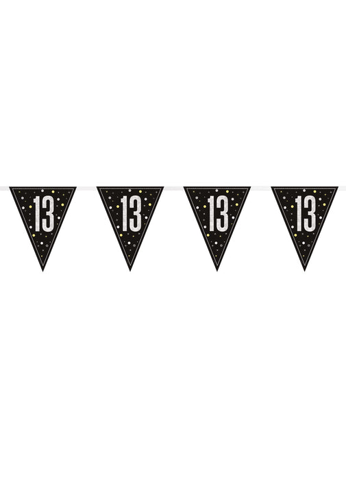 Black Glitz 13th Birthday Flag Banner