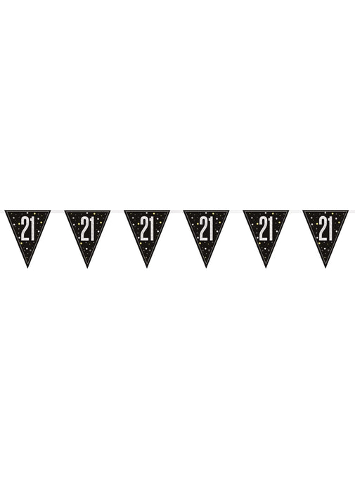 Black Glitz 21st Birthday Flag Banner