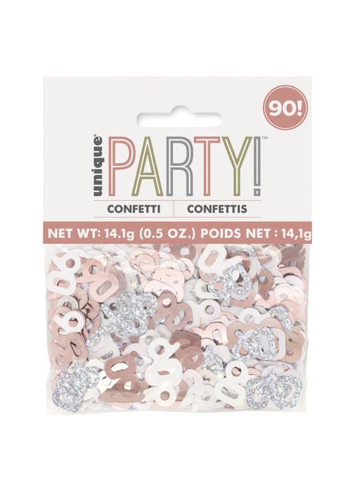 Rose Gold Glitz Age 90 Confetti