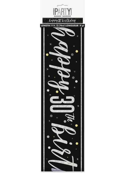 Black Glitz 30th Birthday Banner