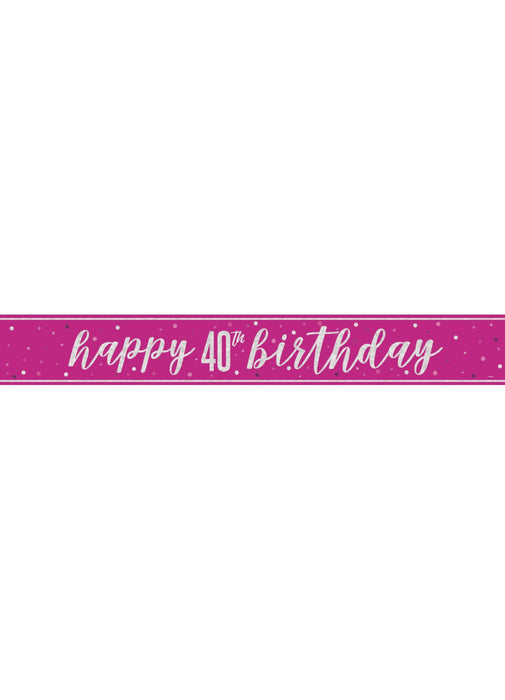 Pink Glitz Age 40 Birthday Banner