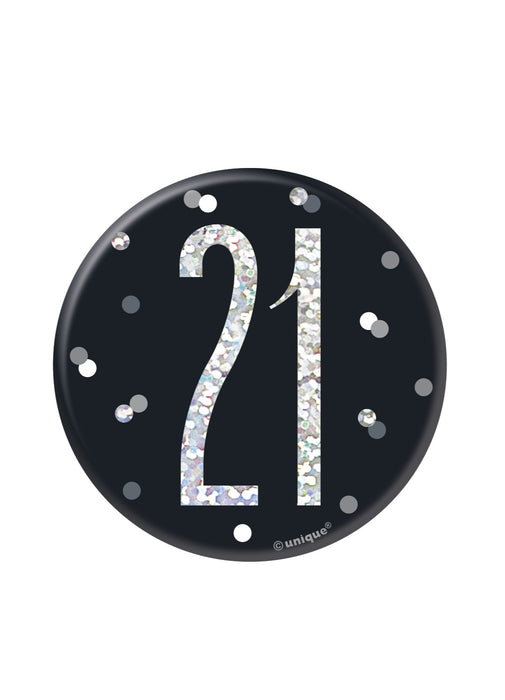 Black Glitz Age 21 Badge