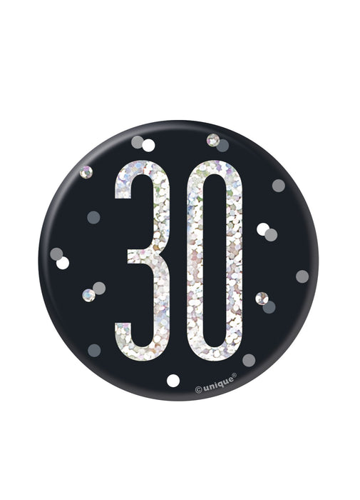 Black Glitz Age 30 Badge