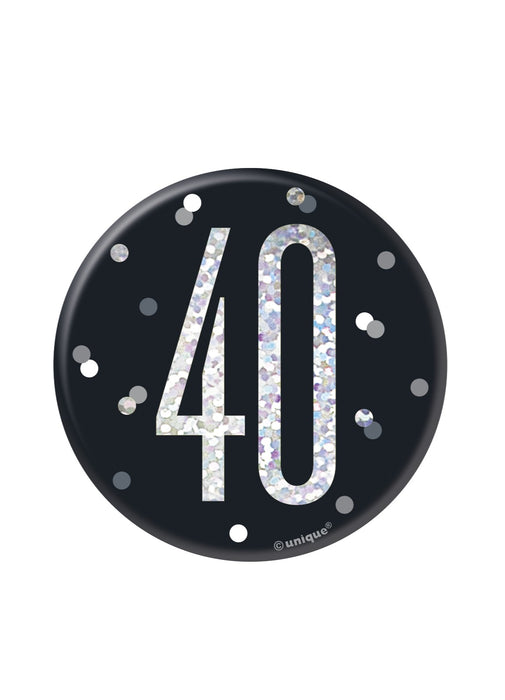 Black Glitz Age 40 Badge