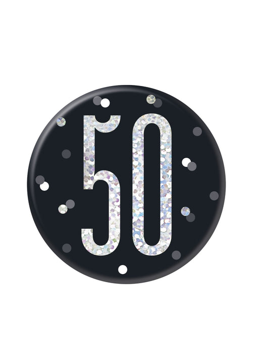 Black Glitz Age 50 Badge