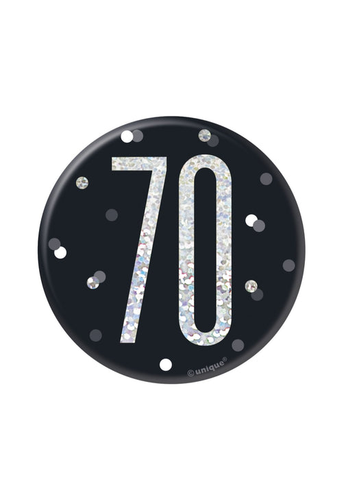 Black Glitz Age 70 Badge