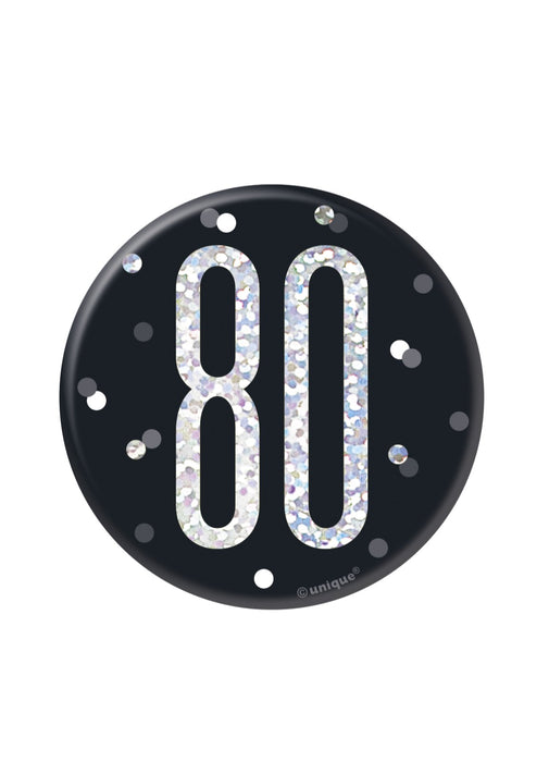 Black Glitz Age 80 Badge