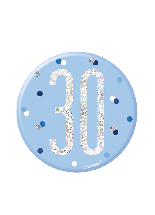 Blue Glitz Age 30 Badge