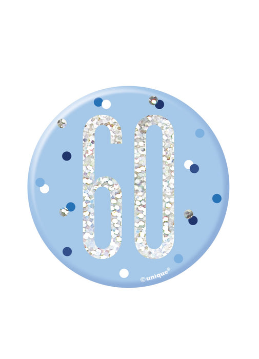 Blue Glitz Age 60 Badge