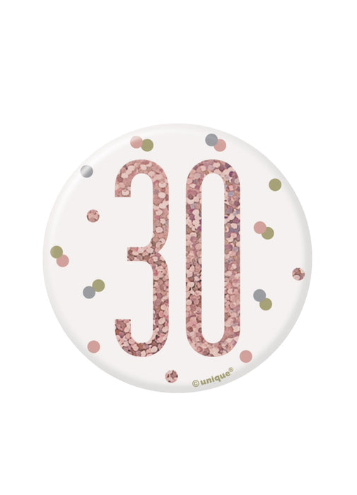 Rose Gold Glitz Age 30 Badge