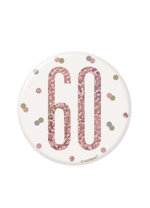 Rose Gold Glitz Age 60 Badge