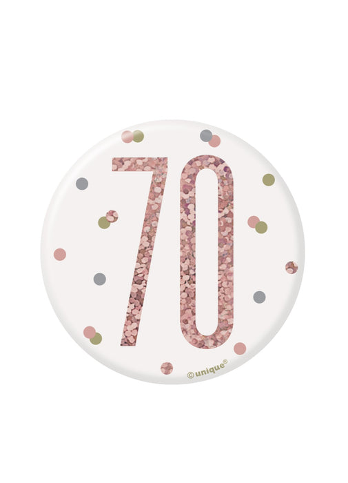 Rose Gold Glitz Age 70 Badge