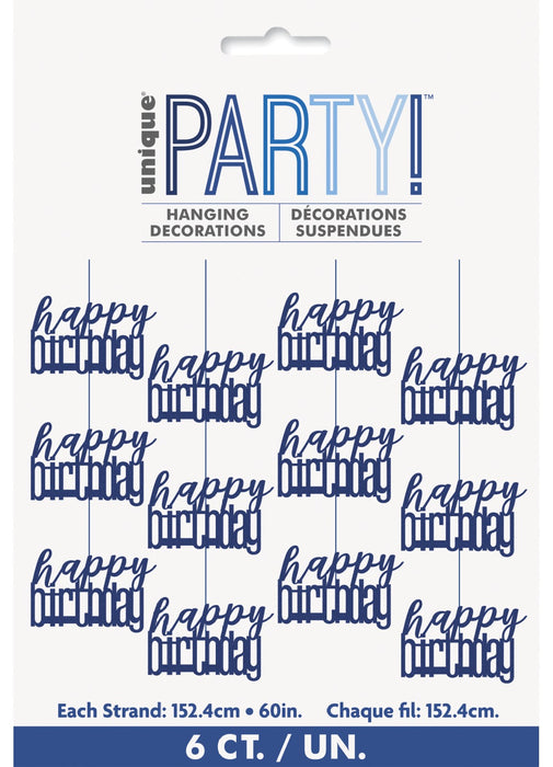 Blue Glitz Birthday Decorations 6pk