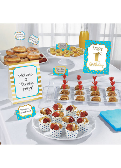 Premium Blue 1st Birthday Buffet Decoration Kit