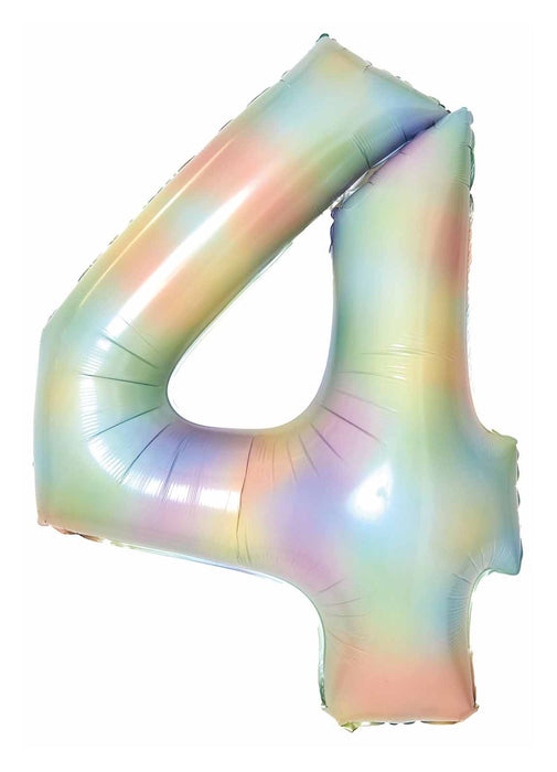 Number 4 Pastel Rainbow Foil Balloon