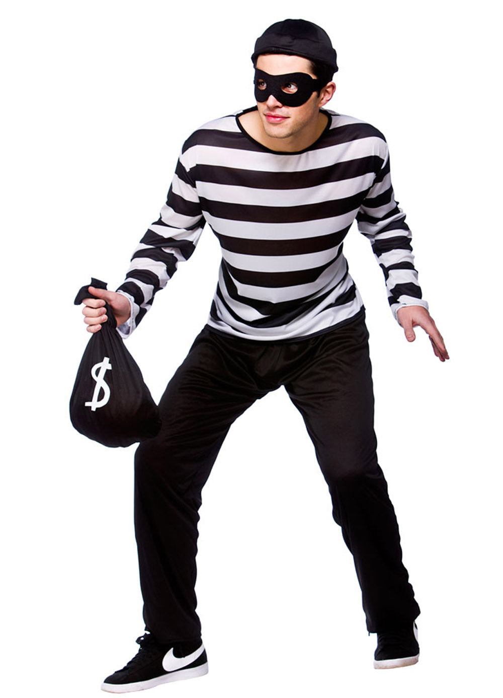 Black and white outlet striped robber shirt