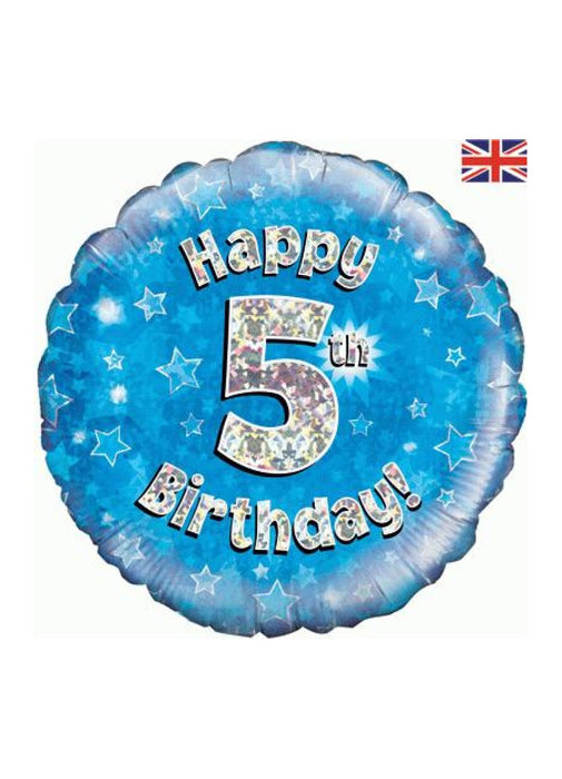 Blue Happy 5th Birthday Foil Balloon