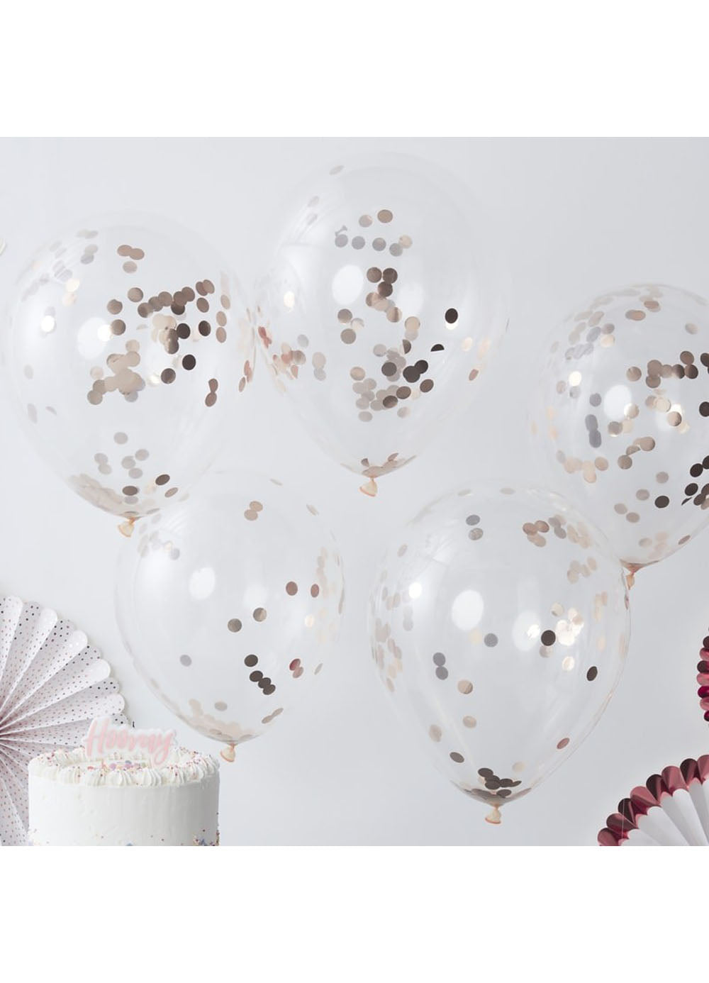 Rose Gold Confetti Latex Balloons 5pk — Party Britain