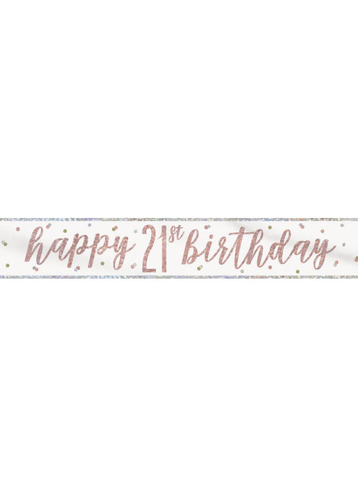 Rose Gold Glitz Age 21 Birthday Banner