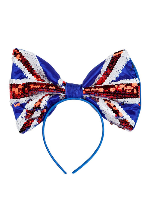 Union Jack Sequin Bow Headband